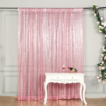 Efavormart 8ft Pink Sequin Photo Booth Backdrop Photography Backdrop With Rod Pockets