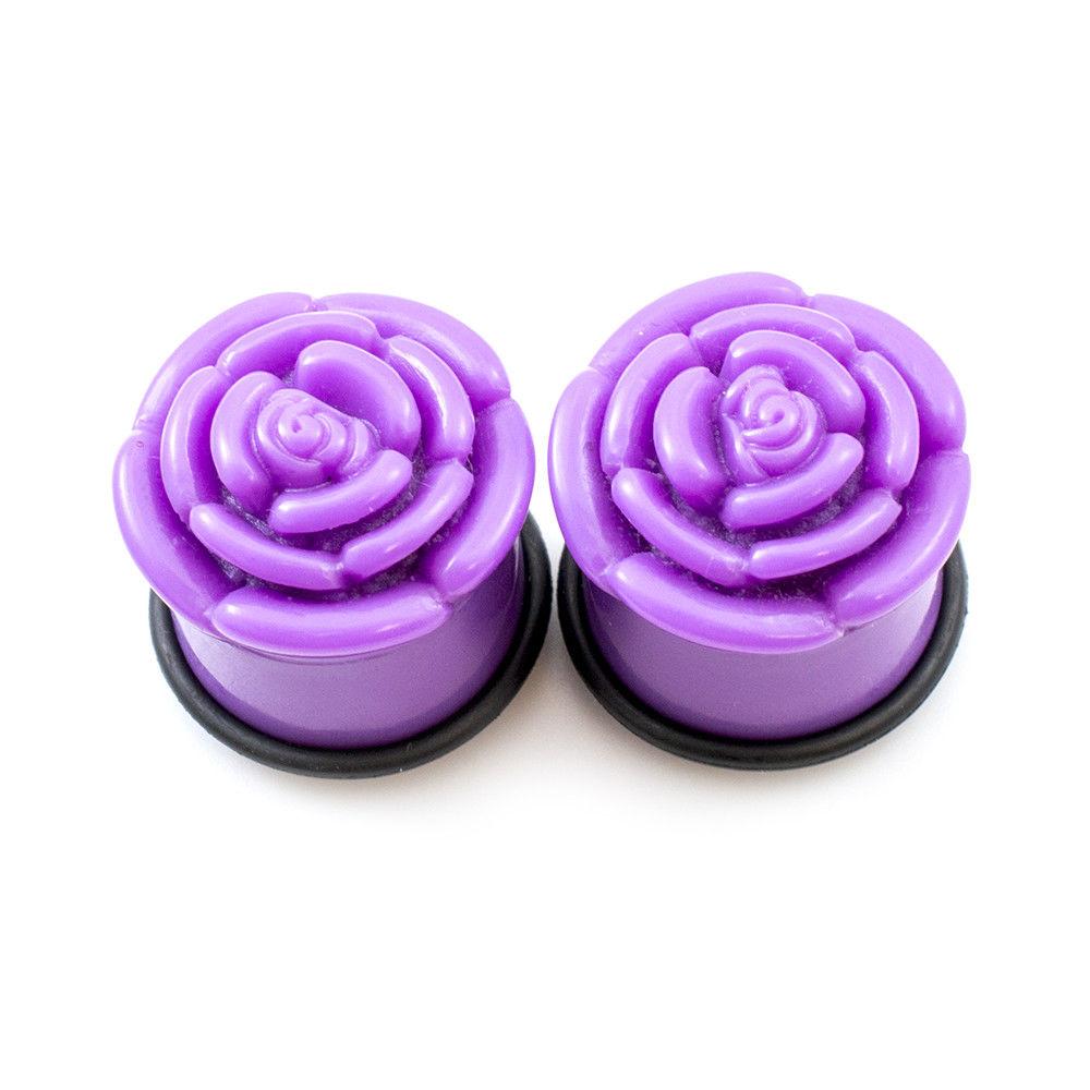 Acrylic Ear Plugs with Roses Design and O ring Multiple Sizes Available - image 3 of 12