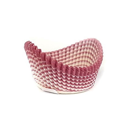 Novacart Boat-Shape Glassine Paper Condiment Candy Party Cup 1.31  Highest Point  0.31  Lowest Point  1.75  Bottom Diameter  Burgundy-Striped Exterior - Pack of 200
