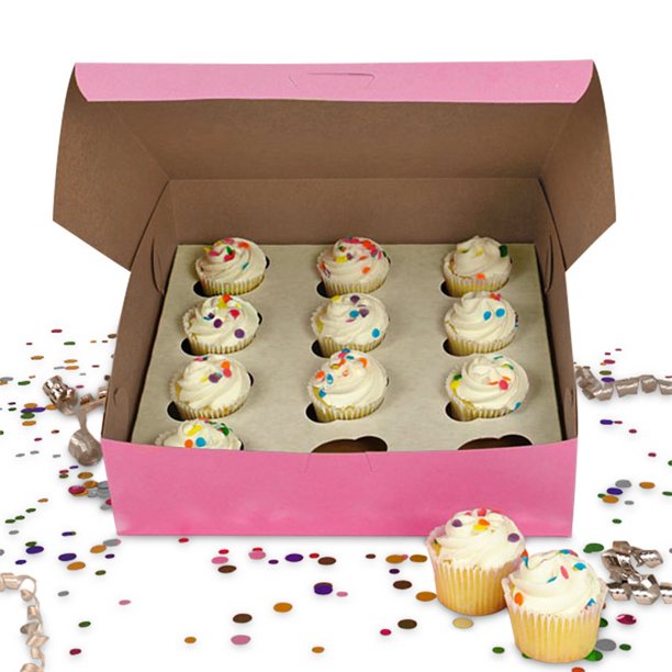 Pink Cupcakes Box 10" X 10" X 3" Quantity 100 by Paper Mart
