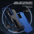 thumbnail image 4 of Dteck Case for iPhone 16 Pro Max, Heavy Duty Shockproof Protective Three Layers Phone Bumper Cover with Full Body Rubber Armor Bumper Dropproof Protection for iPhone 16 Pro Max,Navy+Black, 4 of 5