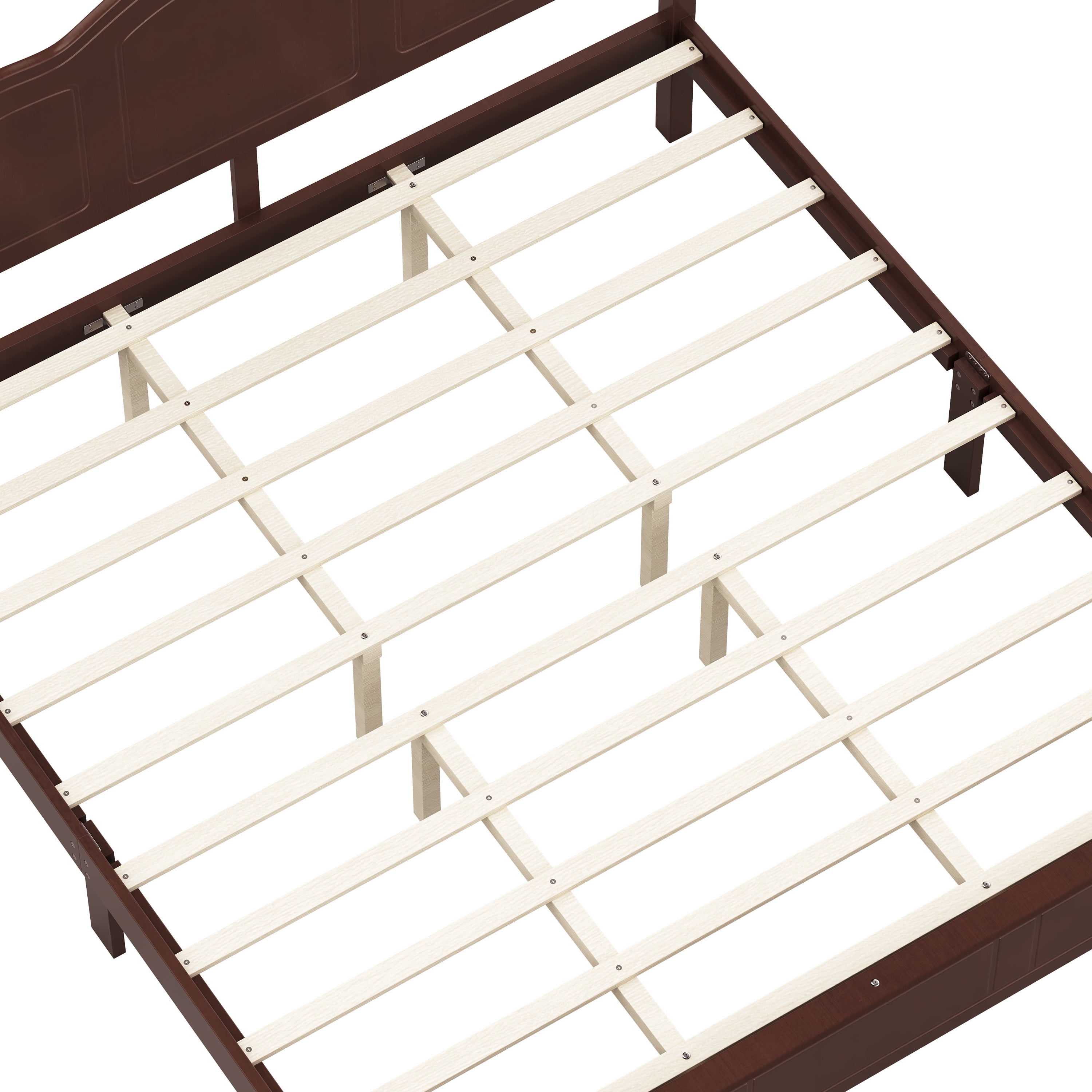 Euroco Wood King Size Platform Bed, Dark Walnut