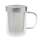 thumbnail image 5 of Taza de té de vidrio transparente con tapa de de acero inoxidable para té suelto/bolsita de té Blanco kusrkot Tazas de agua con infusor, 5 of 8
