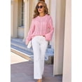 thumbnail image 6 of Womens Sweaters Knit Crew Neck Casual Long Sleeve Fall Tunic Sweater Tops Pink XL, 6 of 8