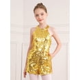 thumbnail image 3 of inlzdz Kids Girls Pageant Wedding Birthday Outfit Sleeveless Halter One-piece Sparkle Sequins Party Jumpsuit Romper Gold 14, 3 of 8