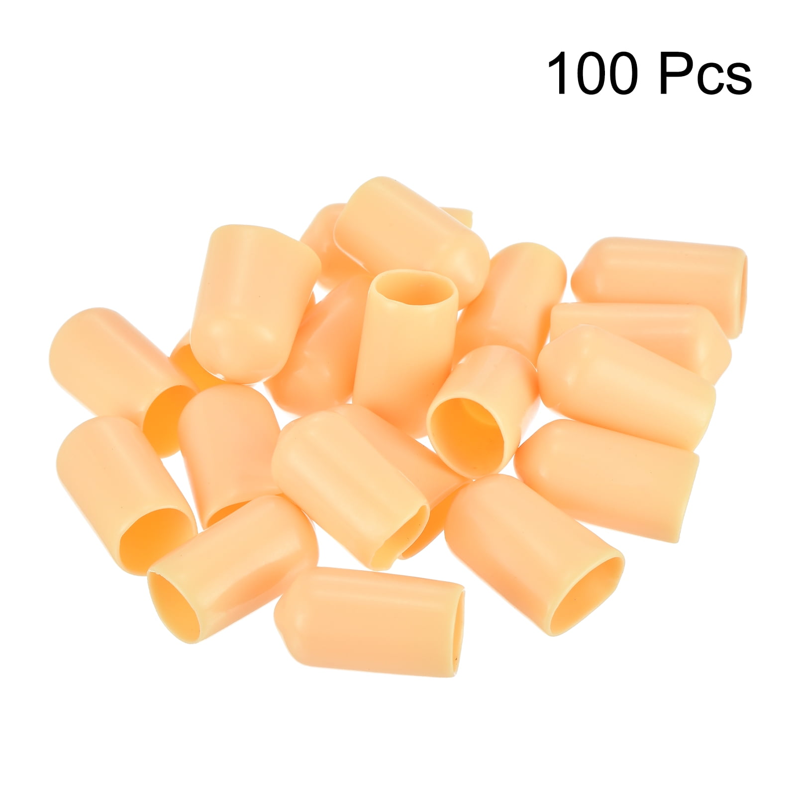 Uxcell 100pcs Round Rubber End Caps 3/8"(9mm) Beige Vinyl Cover Screw Thread Protectors