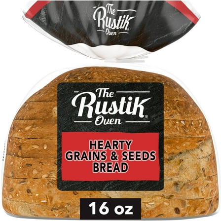 The Rustik Oven Hearty Grains & Seeds Bread, 16 oz, Whole Grain Seeded Bread, Bag