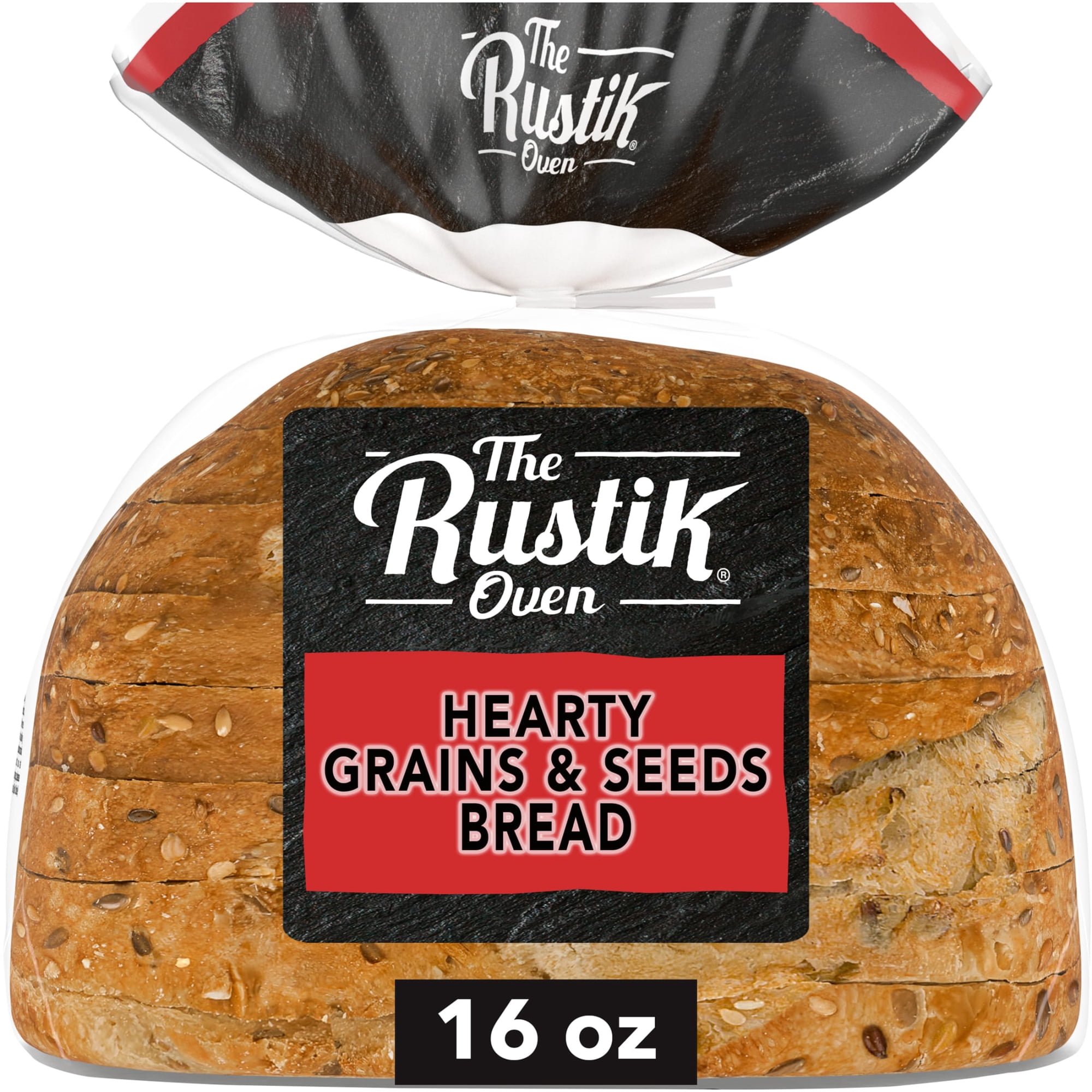 The Rustik Oven Hearty Grains & Seeds Bread, 16 oz, Whole Grain Seeded Bread, Bag