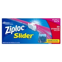 Ziploc Slider Zipper Bags, Gallon, 60 Ct