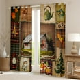 thumbnail image 2 of Rustic Deer Window Curtains Cabin Wild Animal Moose Elk Curtains & Drapes Country Lodge Cabin 30%-50% Blackout Curtains Pine Tree Maple Leaves Curtains Vintage Grunge Patchwork,42x63 inch, 2 of 6
