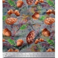 thumbnail image 1 of Soimoi Black polyester Crepe Fabric Apricot, polyester & Oaknut Fruits Print Sewing Fabric BTY 52 Inch Wide, 1 of 3