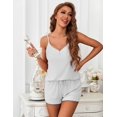 thumbnail image 2 of Ekouaer Women' Pajama Sets Sleeveless Pj Set 2 Piece V Neck Adjustable Cami Tops Drawstring Shorts Lingerie Sleepwear, 2 of 6
