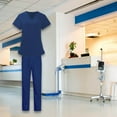 thumbnail image 3 of Uniforme d'Infirmière pour Femmes à Manches Courtes, Haut à Manches Courtes et Pantalon pour le Travail en Salon de Beauté TG Bleu, 3 of 9