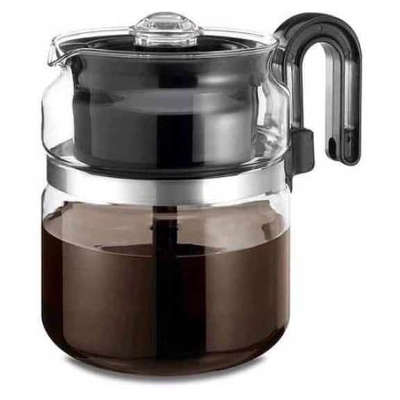 Glass Percolator Coffee Maker 8-Cup - Medelco Stove Top Coffee Pot - Electric & Gas Range Compatible - Borosilicate Glass - BPA Free - Black