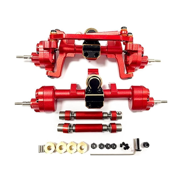 Ounissouiy Eje delantero trasero para 1/24 ECX Barrage Eje delantero trasero de aleación de aluminio para 1/24 ECX Barrage mejorado Kits de construcción modelo rojo