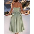 thumbnail image 5 of Light Green Womens Sweetheart Neckline Spaghetti Strap Cinched Waist A-Line Maxi Dress, 5 of 8