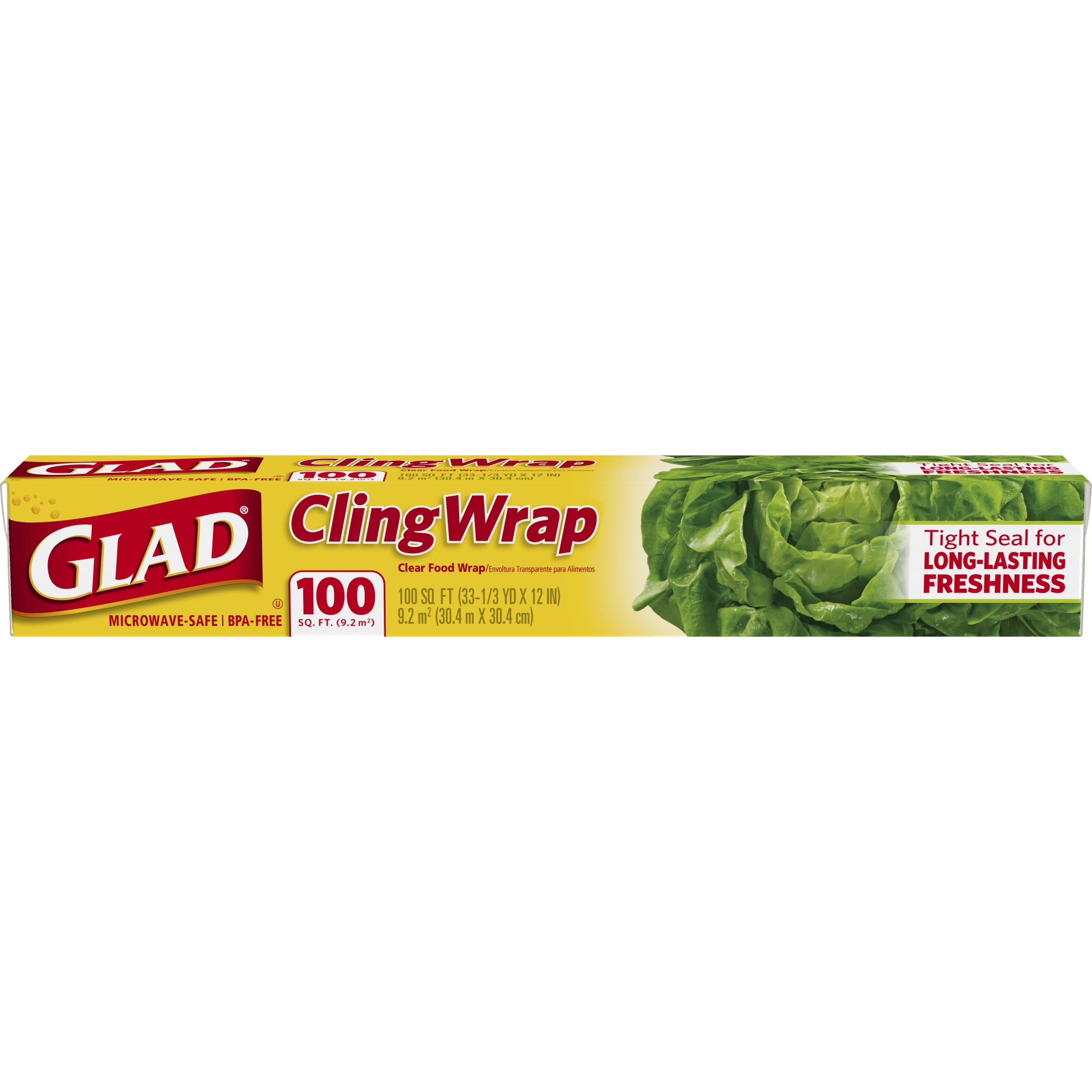 Glad ClingWrap Plastic Food Wrap 100 Square Foot Roll