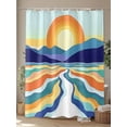 thumbnail image 4 of Abstract Colorful Ocean Sun Shower Curtain, Modern Art Waterproof Shower Curtain Set with 12 Hooks Lightweight Washable Fabric Shower Curtains for Bathroom 36x72 Inches, 4 of 6