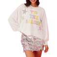 thumbnail image 1 of FOCUSNORM Women's Christmas Loose Pullover Sparkly Rhinestone Letter Print Long Sleeve Crew Neck Sweatshirt, 1 of 7