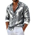 thumbnail image 2 of Kalauyu Mens Printed Long Sleeve Shirt Casual Button Down Tie Dye Style Top Tshirt for Vacation, 2 of 5