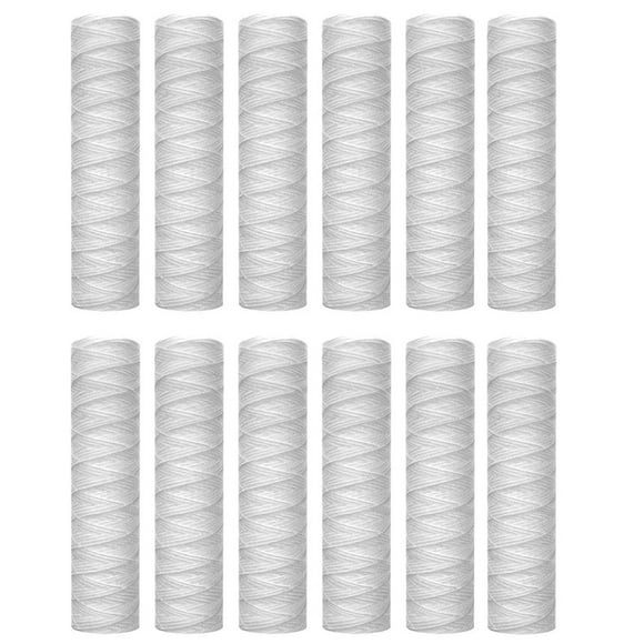 12Pcs 5 Micrometre String Wound Water Filter Universal Replacement Cartridge Sediment Filters 10Inch