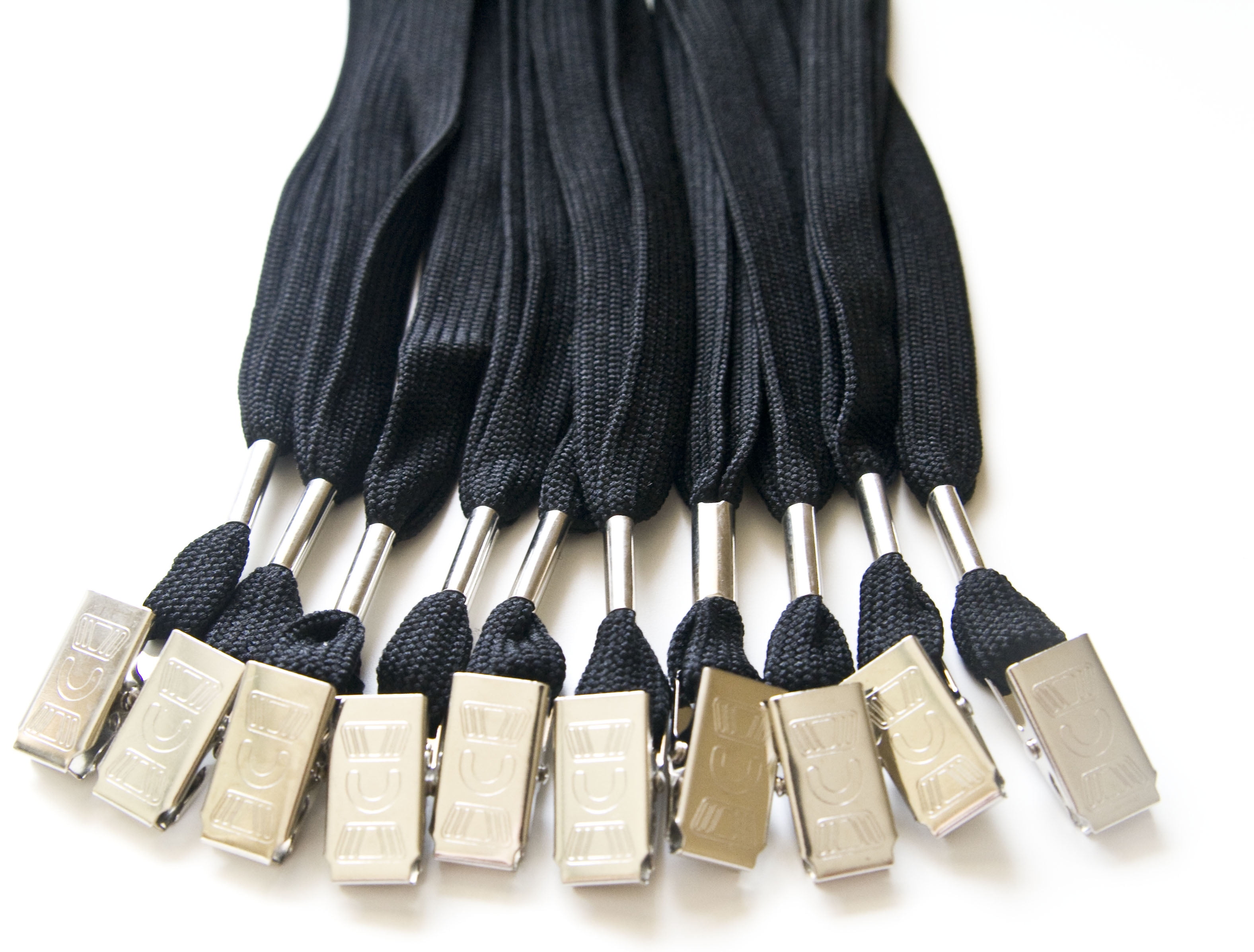 100pcs Flat ID Neck Lanyards for Badges with Bulldog Clip, Black by OnDepot