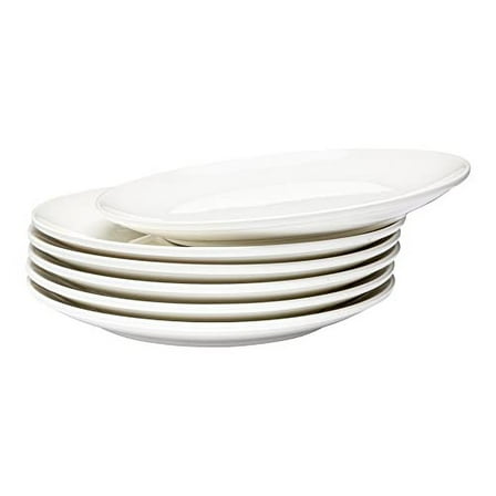 Vikko Dinner Plate, Set of 6 White Plates, Fine Porcelain, Stackable 10 Inch Dinner Plates, Dishwasher Safe