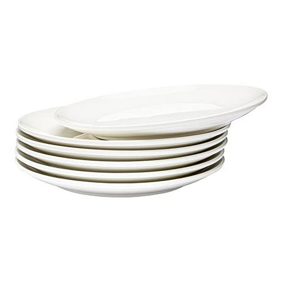Vikko Dinner Plate, Set of 6 White Plates, Fine Porcelain, Stackable 10 Inch Dinner Plates, Dishwasher Safe