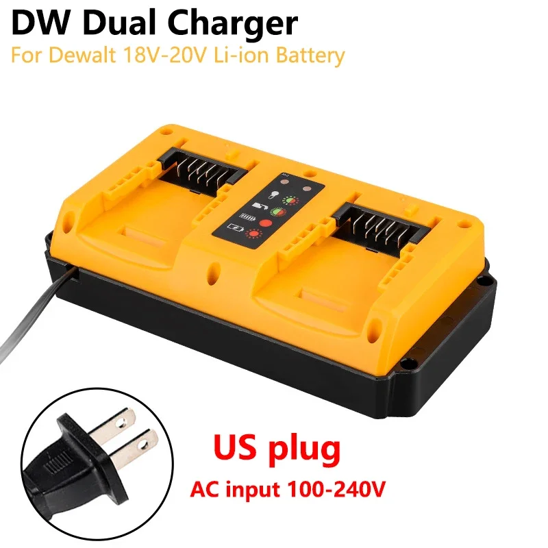 90W Fast Charger Dual Port for DeWalt 18V-20V Li-ion Batteries DCB207 DCB206 DCB204