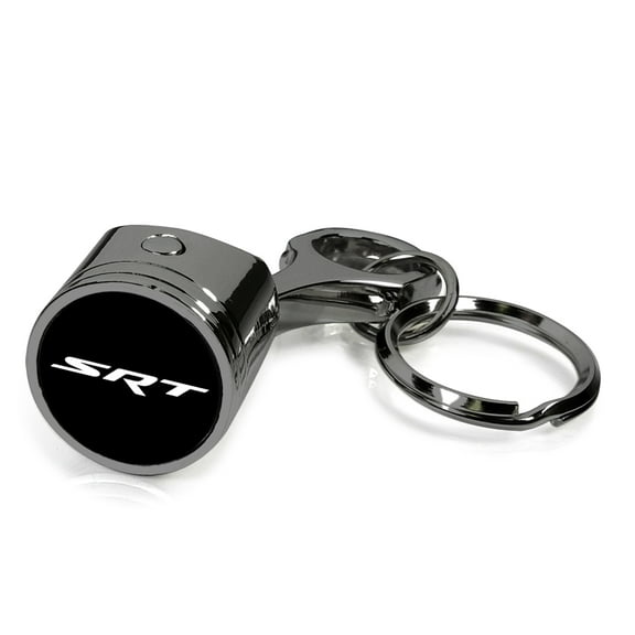 iPick Image for Dodge SRT Logo Black-Chrome Finish Engine Piston and Rod Metal Key Chain, Official Licensed
