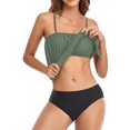 thumbnail image 2 of Modest Bandeau Swimsuits for Women Two Piece Bathing Suits Loose Fit Blouson Tankini Swim Tank Top with Shorts Tummy Control Swimming Suits, 2 of 5