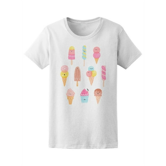Kawaii Colorful Cute Ice Cream T-Shirt Women -Image by Shutterstock, Female XX-Large