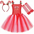 thumbnail image 3 of Vestido de Navidad para niñas, rojo, blanco, fiesta de Navidad, disfraz de bastón de caramelo, vestidos de tul con tutú para niños pequeños, ropa para fiestas navideñas, 3 of 5