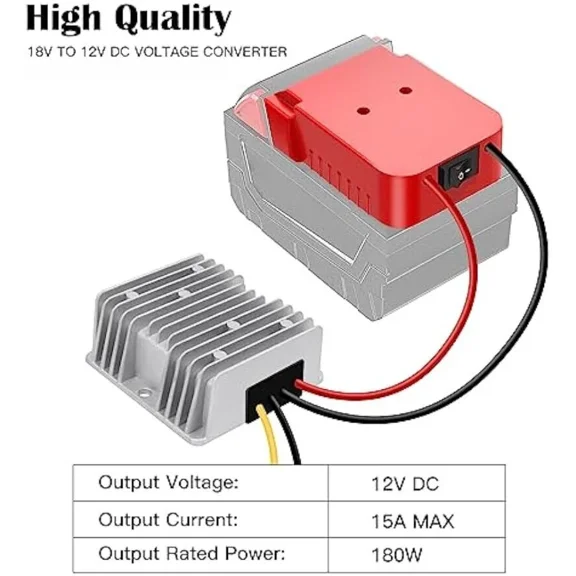 Converter Voltage Inverter Aadpter for Milwaukee 18V to 12V Step Down 15A 180W