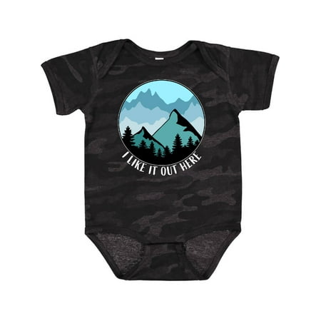 

Inktastic I Like It Out Here Mountains in Blue Gift Baby Boy or Baby Girl Bodysuit