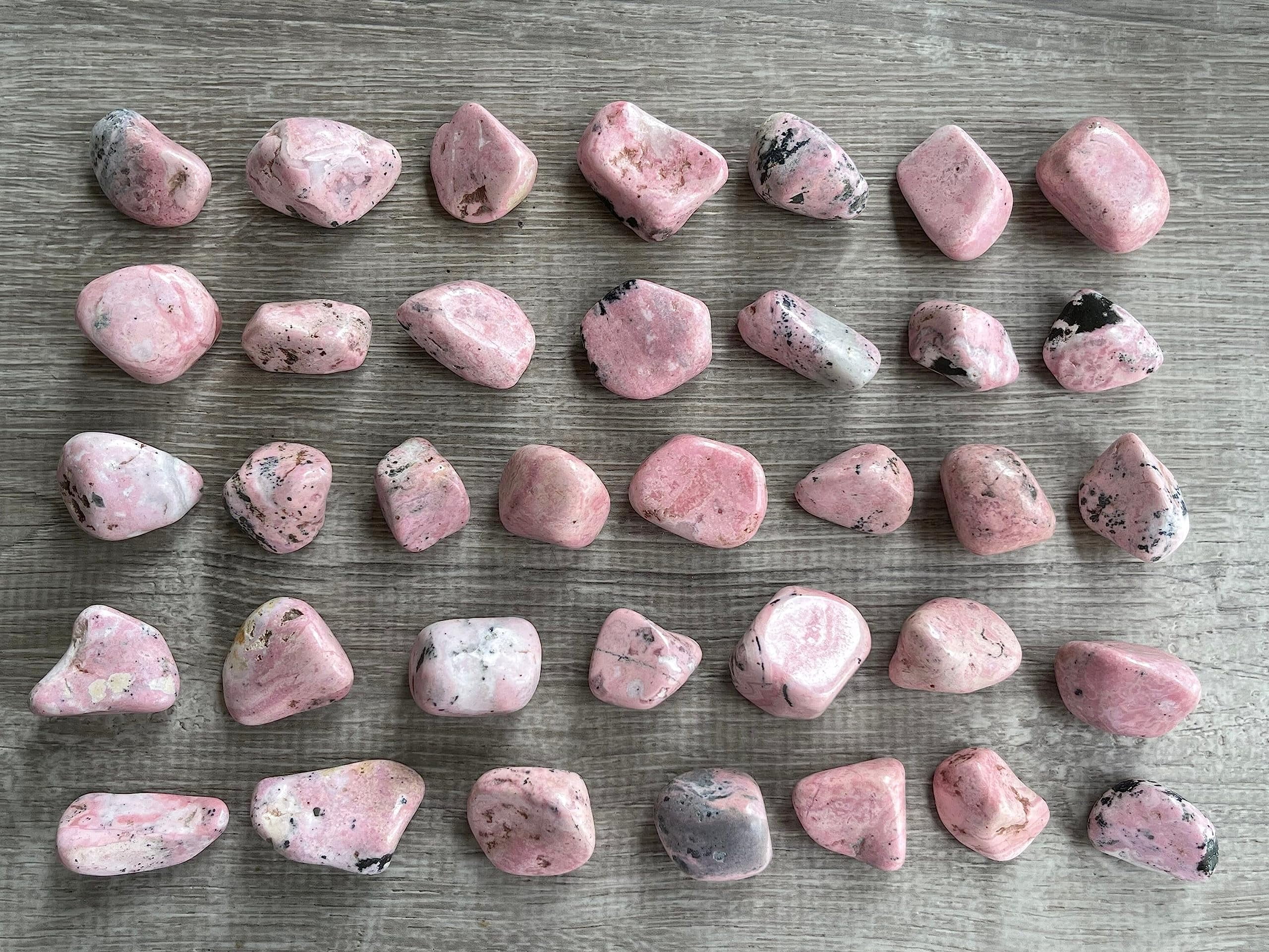 Rhodonite Tumbled Stones, Polished Rhodonite Gemstone, Rhodonite Healing Crystals (Rhodonite, 3 Pound)