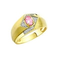 thumbnail image 3 of RYLOS Mens Rings Yellow Gold Plated Silver Ring 6X4MM Oval Shape Gemstone & Diamond Ring Pink Ice October Birthstone Rings For Man Silver Rings Size 12, 3 of 6