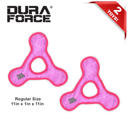 DuraForce Triangle Ring Tiger Pink-Pink, 2-Pack, Durable Woven Mesh Fiber Squeaky Dog Toy