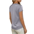 thumbnail image 6 of Tqcoqu Womens Satin Blouse for Women Business Work Tops Casual Cap Sleeve V Neck Button Down Shirts,Gray,Women's S-XXL, 6 of 6
