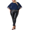thumbnail image 2 of Agnes Orinda Women's Plus Size Sequin Tops Glitter Double Layer Half Batwing Sleeve Party Casual Sparkle Chiffon Blouse 2X Navy Blue, 2 of 6