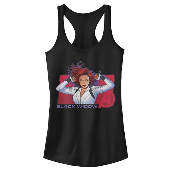 Junior's Marvel Black Widow Avenger Hero  Racerback Tank Top Black 2X Large