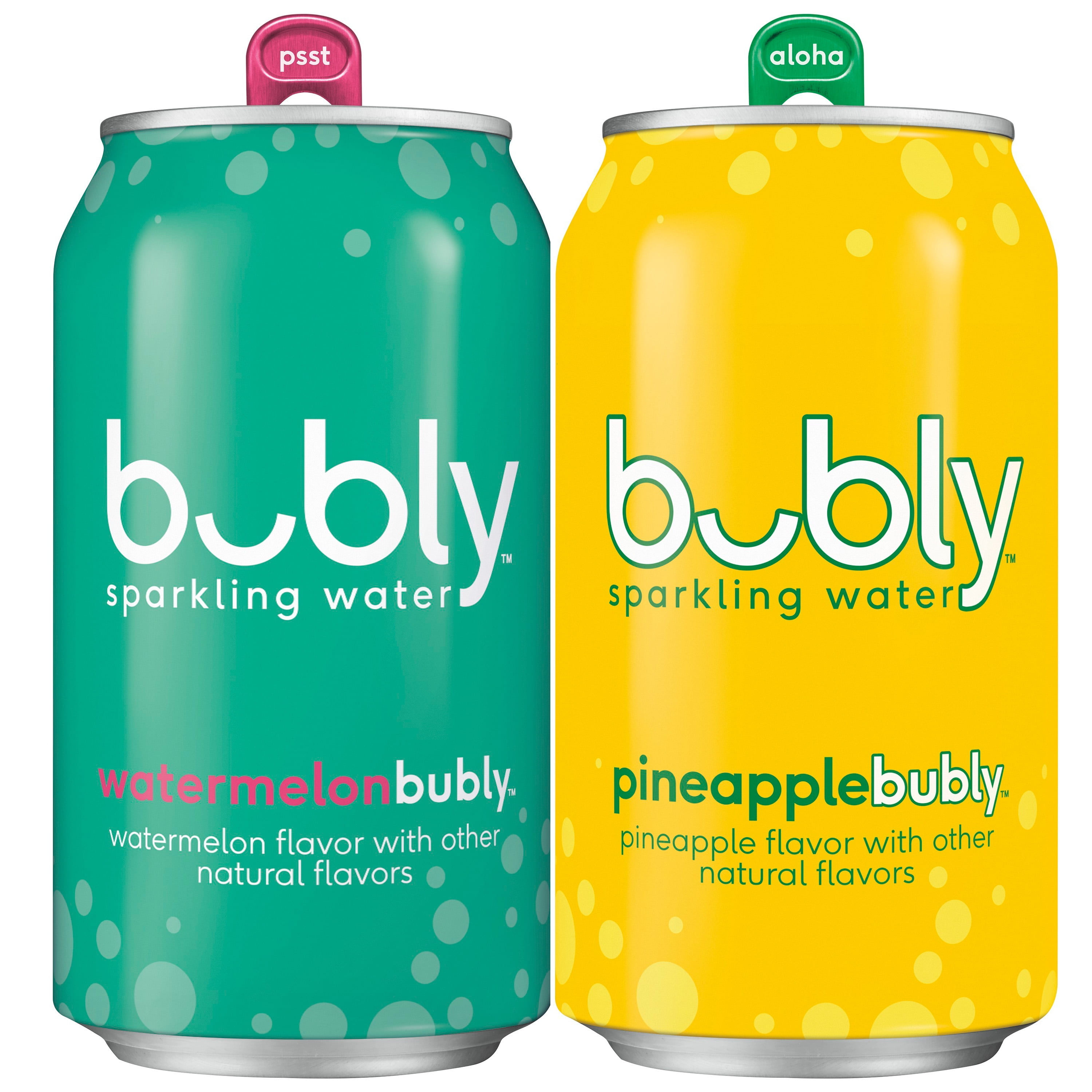 bubly Sparkling Water, Watermelon & Pineapple Variety Pack, 12 oz Cans