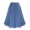 thumbnail image 6 of Prettyui Denim Skirt Women's High Waist Button Pleated Midi Skirt With Elastic Waist Knee Length New Arrival Autumn Cute Casual Knee-Length Skirts, 6 of 6