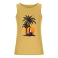 thumbnail image 4 of ZCFZJW Men's Workout Tank Tops Sleeveless Muscle Gym Shirt Quick Dry Summer Tropical Palm Tree Pattern Print Crew Neck Basic Tees Shirt Yellow XXXL, 4 of 5