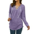 thumbnail image 1 of Women‘s Solid Color Long Sleeve Printed Top Pink M, 1 of 4