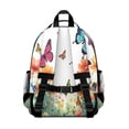 thumbnail image 3 of White Butterfly Flower Field Pattern Backpack for School,Cute School Bag,Schoolbag with Adjustable Shoulder Straps & Padded Back,15.25"x11.5"x5.25", 3 of 5