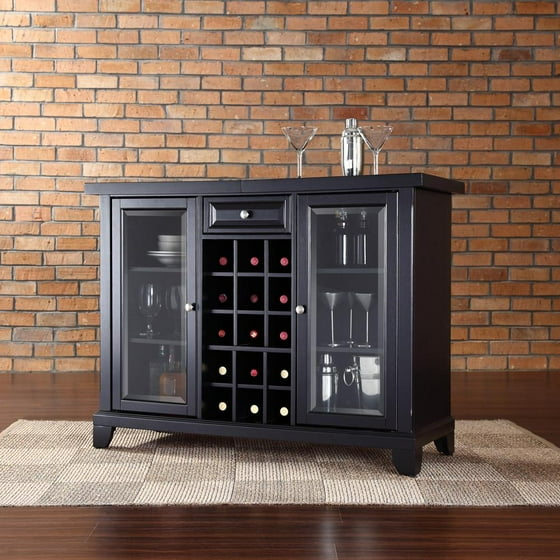 Crosley Newport Sliding Top Bar Cabinet in Black - Walmart.com
