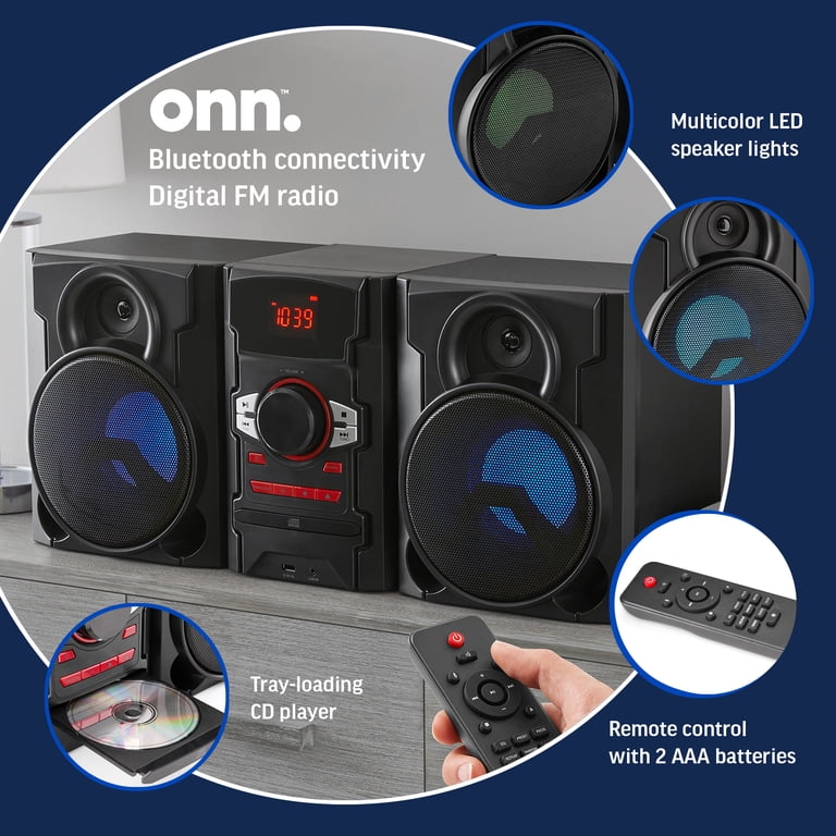 Free Shipping! Onn+ 100W CD Stereo System with Bluetooth Wireless