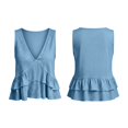 thumbnail image 7 of Cotton Linen Tank Tops Peplum Tank Tops for Women Cute Tank Tops V Neck Ruffle Tank Top Peplum Cotton Tops for Women Flowy Tank Top Summer Linen Tank Tops Women's Babydoll Tops Blue 4XL, 7 of 7