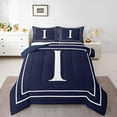 thumbnail image 2 of Erosebridal Initial Letter I Comforter Sets Queen Size, Vintage Geometric Down Comforter, Teens Adult Reversible Duvet Insert, Breathable Room Decorative, 3pcs, 2 of 8